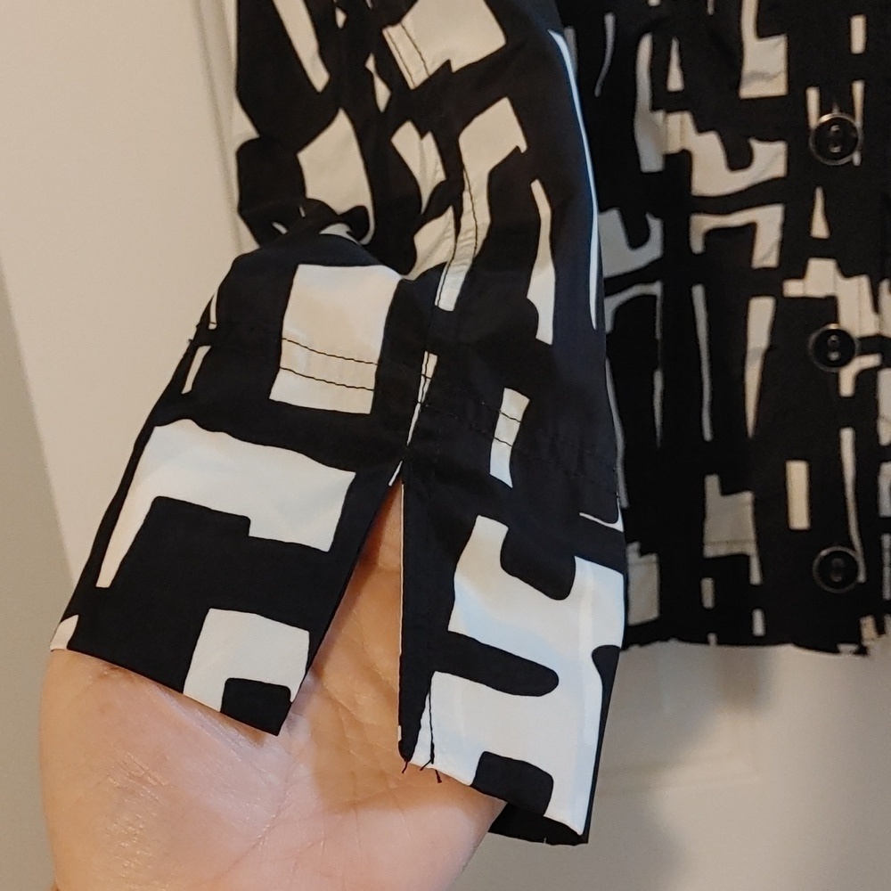 Rain Jacket by TanJay Black & White Geometric Patterned Size 12P Waterproof EUC - Picture 5 of 8